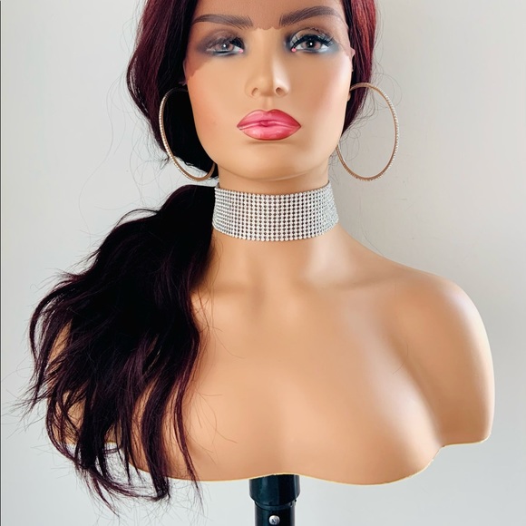 Burgundy Wine Loose Wave 13x2 Lace Front Synthetic Wig - Picture 10 of 15